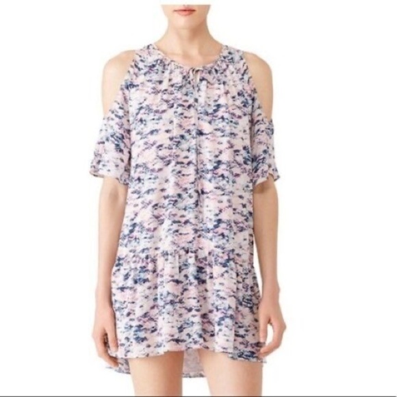 Amanda Uprichard Ora Cold Shoulder Romper Reptile Print Pink Blue M - Picture 1 of 7